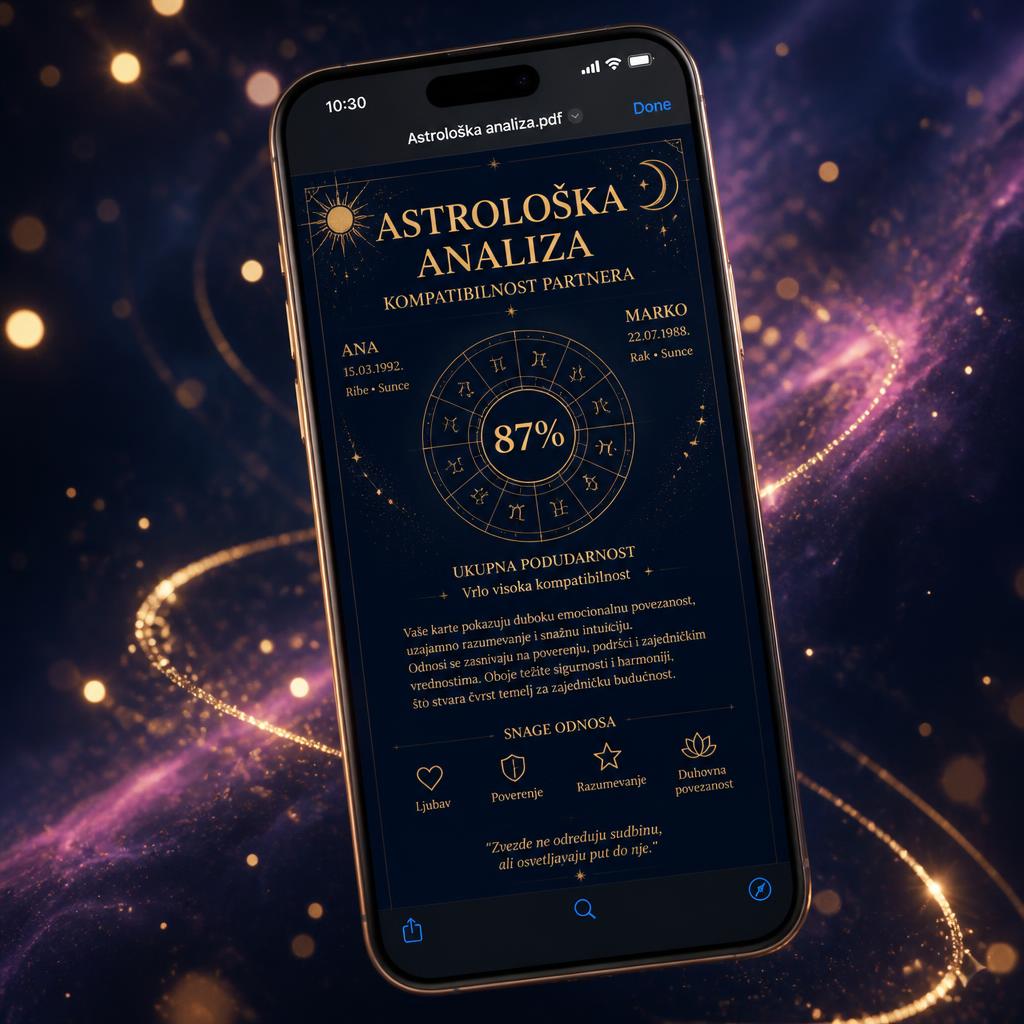 Astrološka analiza ujemanja v PDF obliki na telefonu